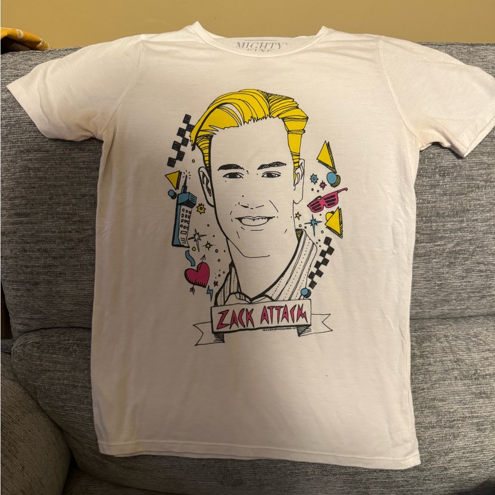 White 'Zack Attack' Graphic Tee - Yellow Accent Saved by the Bell